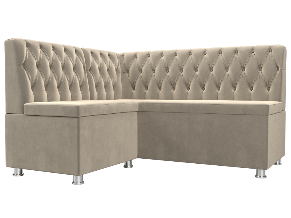 Диван кухонный угловой Мирта левый угол, Бежевый, Микровельвет, 107594L