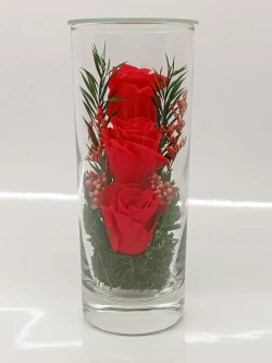натуральные кустовые розы в стекле, вакуум*