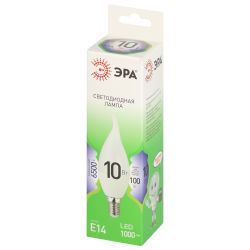 Лампочка светодиодная ЭРА GREEN LINE LED BXS-10W-865-E14 GL E14 10 Вт свеча на ветру холодный свет | Лампы cветодиодные Свеча (B/C)
