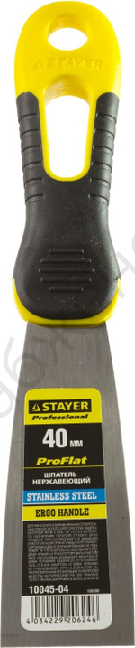 STAYER ProFLat 40 мм х-образное профилированное полотно облегченная двухкомпонентная ручка, нержавеющий, Шпатель, PROFESSIONAL (10045-04)