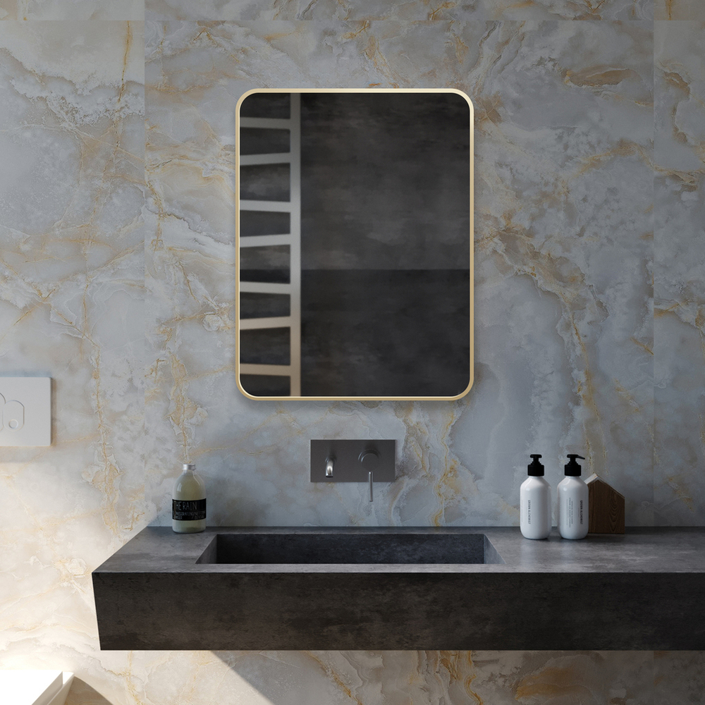 Зеркало MIXLINE "Брава" 600*800 ШВ ал. профиль ЗОЛОТО универсальный крепеж