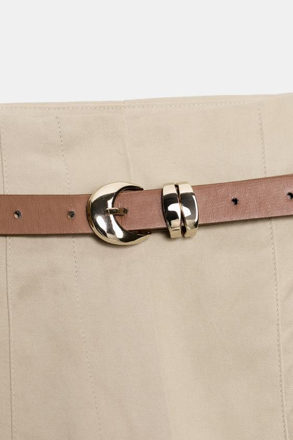 ZARA БРЮКИ С ВЫСОКОЙ ПОСАДКОЙ И РЕМНЕМ, СВЕТЛЫЙ ЖЕЛТО-КОРИЧНЕВЫЙ