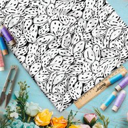 Ткань премиум габардин черно-белый марш