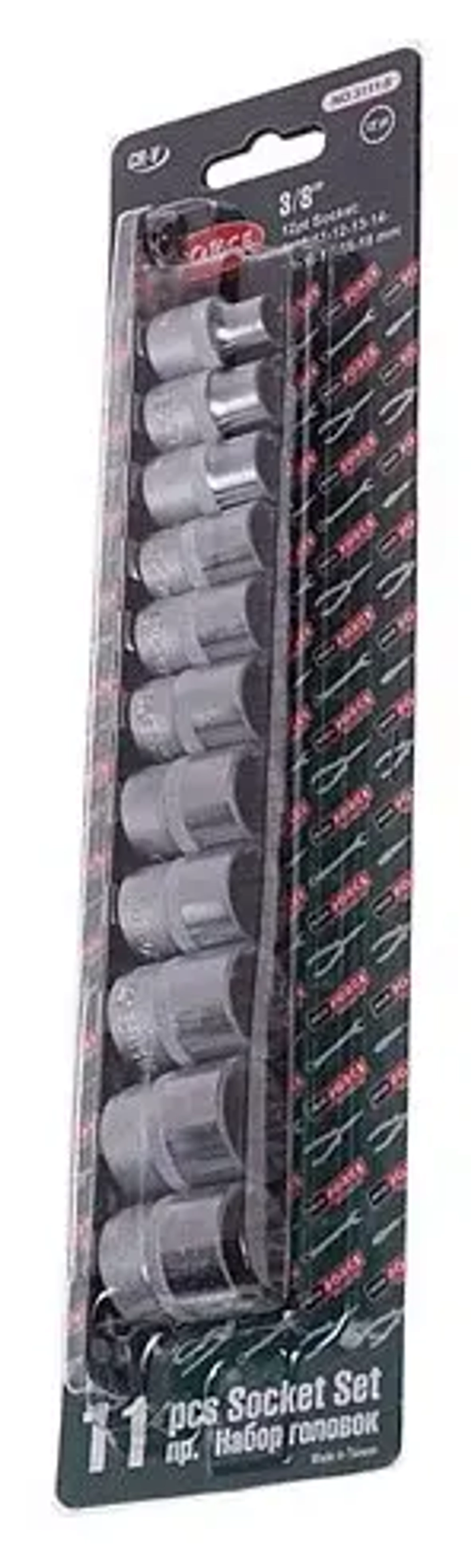 Набор торцевых головок RF-3111-5: 3/8"DR 6-гранных на планке 11пр. ROCKFORCE