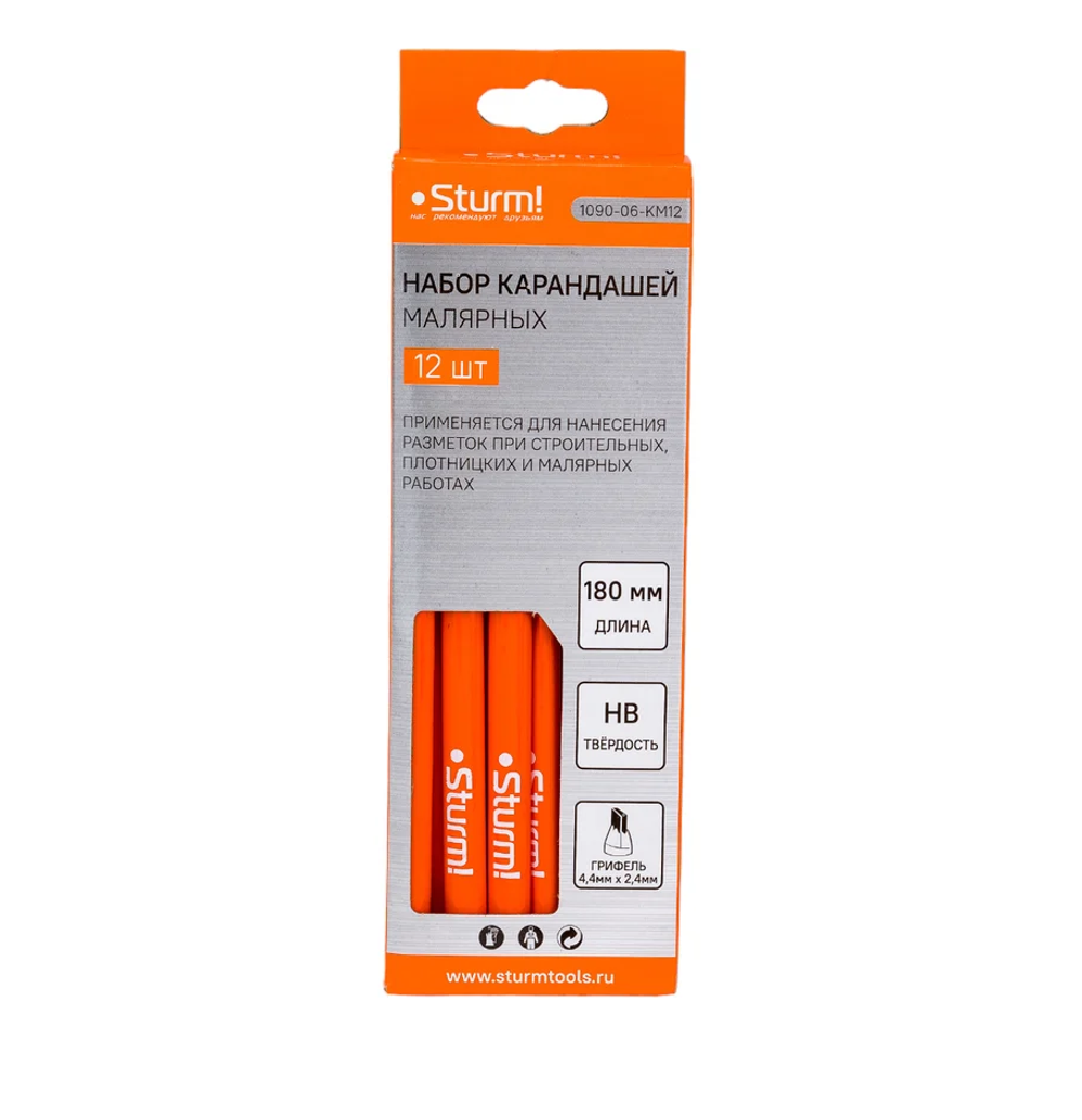 КАРАНДАШ МАЛЯРНЫЙ 1ШТ ДЛИНА 175ММ STURM 1090-06-KM12 ШТ