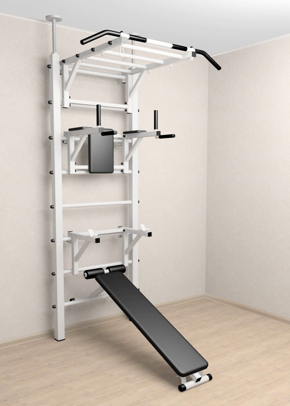 Шведская стенка Sv Sport враспор (Турник рукоход/Брусья/Стойка/Скамья)