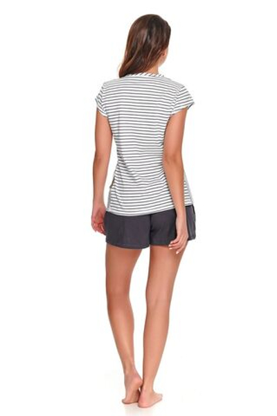 Женская пижама с однотонными короткими шортиками (Размер: M) (Цвет: белый с серым)