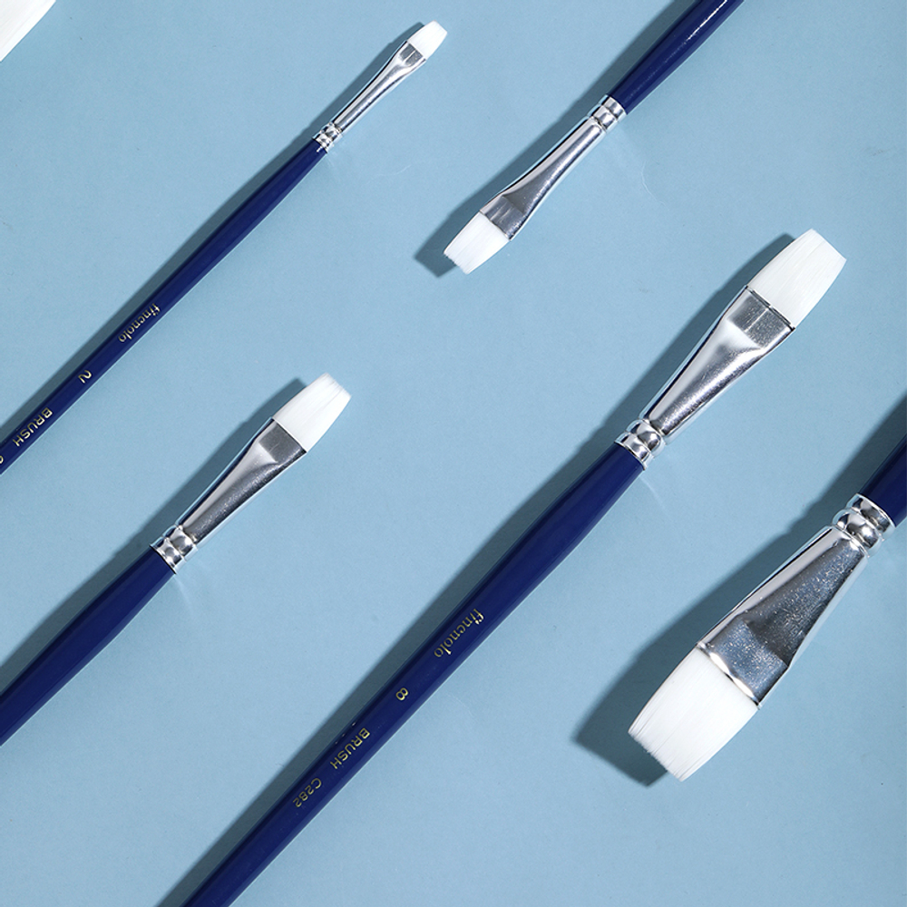 Набор кистей DELI "Finenolo", №10, плоская, березовая ручка 32 см, 6 штуки в уп., синтетика