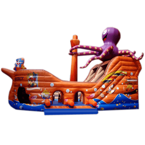 Коммерческий надувной батут "Корабль с осьминогом" 10*5*7 м