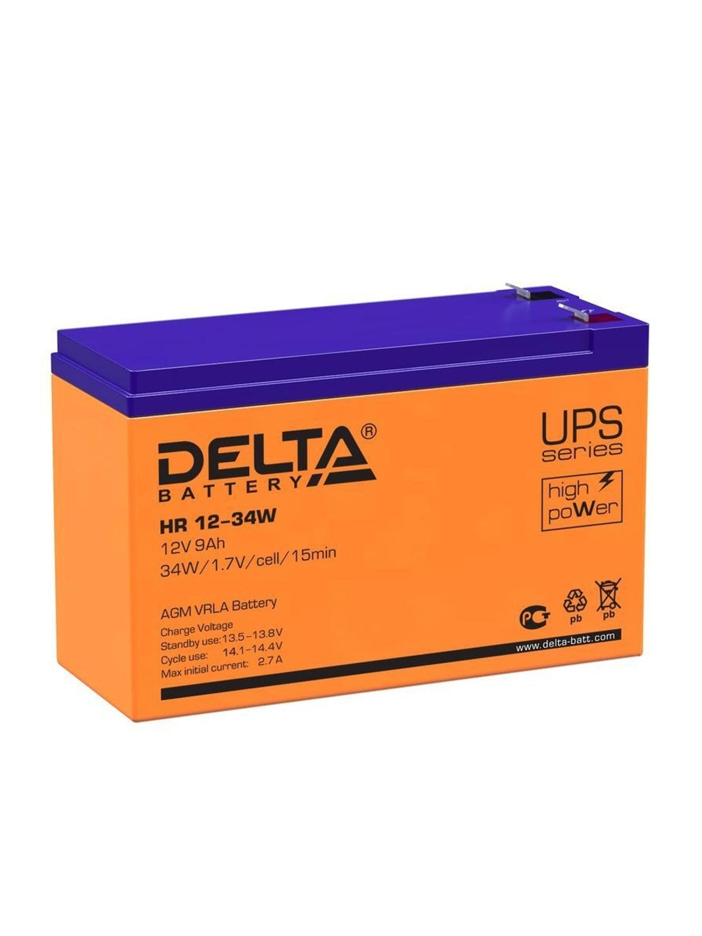Аккумулятор UPS 12В 9А.ч HR 12-34 W Delta 4614010630004