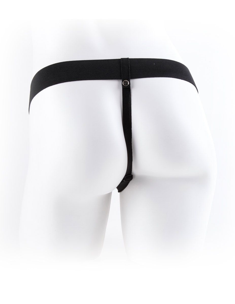 Полый страпон с креплением Vibrating Hollow Strap-On with Balls - 18,9 см. (Цвет: телесный с черным)