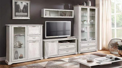 Гостиная Сохо комплектация 1 бетон белый/бетон патина