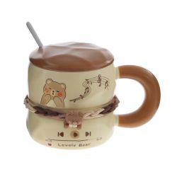 GAEM Кружка с крышкой и ложкой, 300 мл, L15 W9 H10 см, 4в.