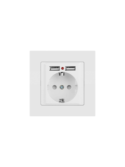 Розетка 1-м СП Accent 6-410-01М 16А IP20 250В P+E Schuko защ. шторки + 2хUSB бел. матов. Intro Б0063691