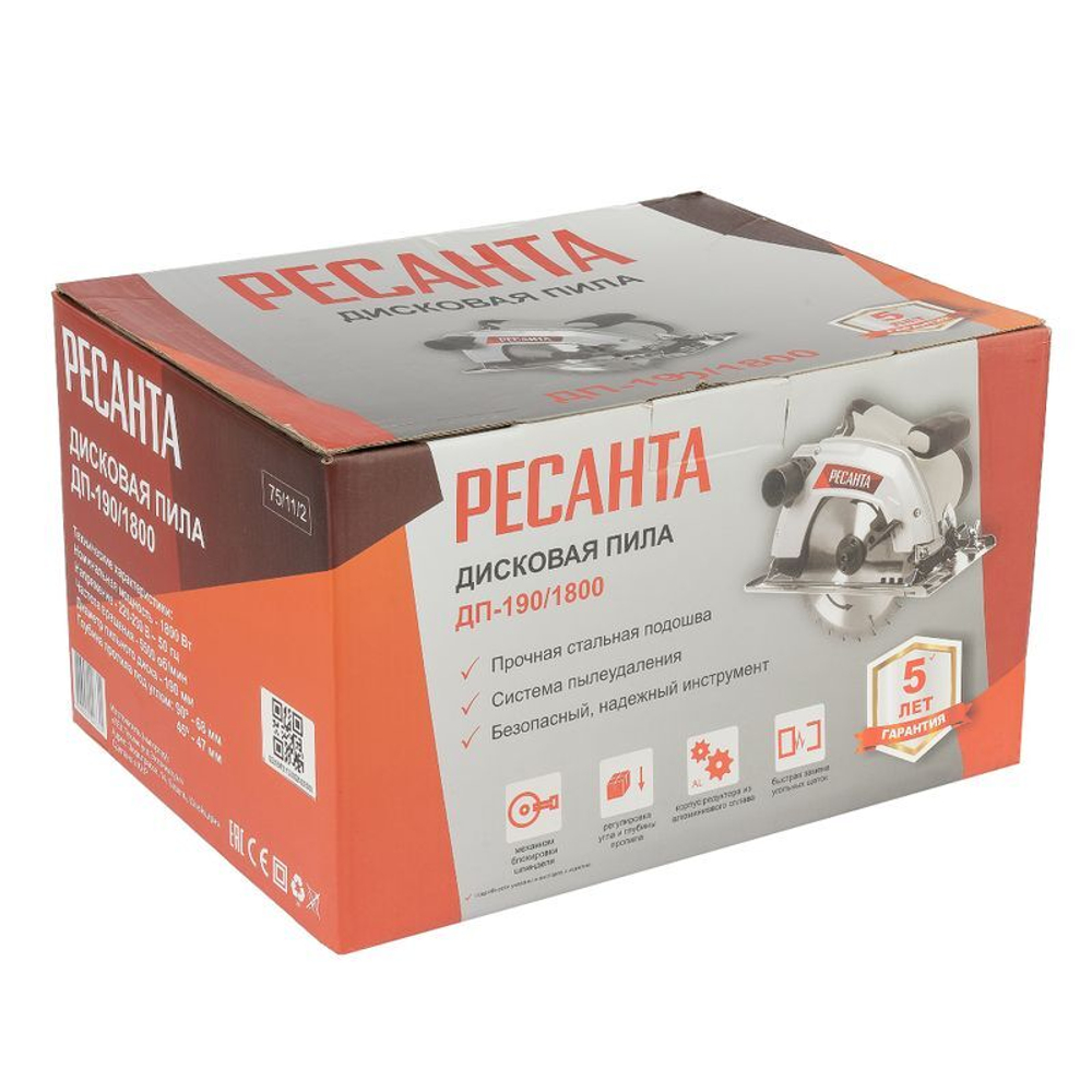 Пила дисковая Ресанта ДП-190/1800 190 мм 1800 Вт