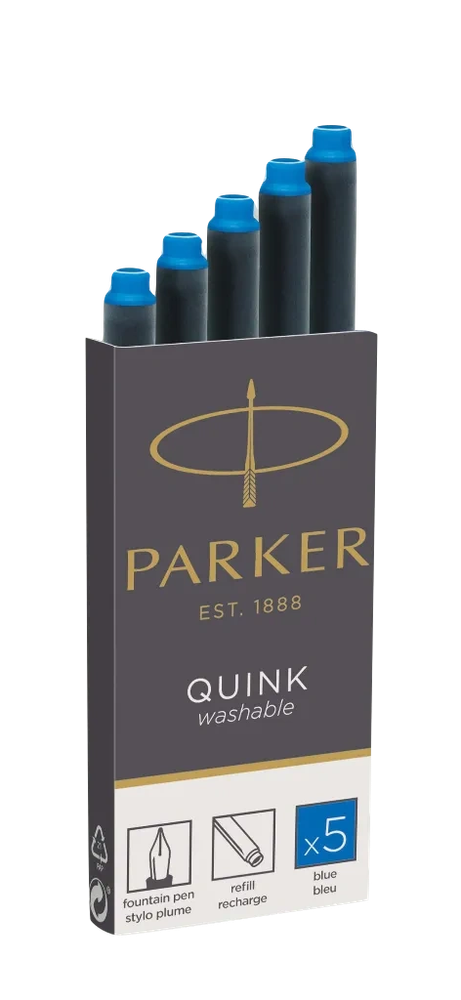 Parker Чернила (картридж) &quot;Cartridge Quink&quot; смываемые синие, 5шт., блистер