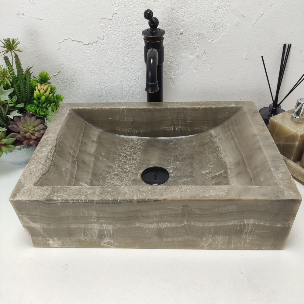 Раковина из оникса Prau Grey Kecil OP-61543 50*35*14