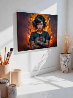 Картина на стену 40 X 50 Девушка огонь