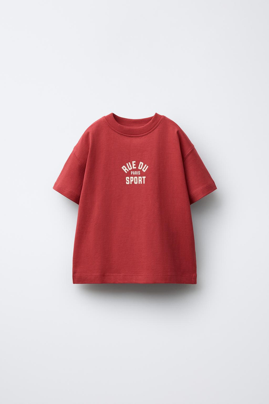 ZARA ФУТБОЛКА С НАДПИСЬЮ, КРАСНЫЙ