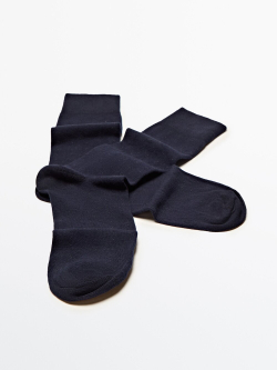 Massimo Dutti Высокие носки из смесового хлопка в горошек, темно-синий