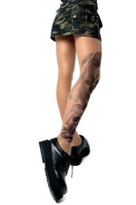 Колготки с принтом в виде девушки с макияжем калавера (Размер: S-M-L) (Цвет: бежевый)