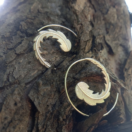 Серьги-спирали ПЕРЬЯ, серебро