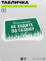 Табличка для частной территории "Пожалуйста, не ходите по газону", на дом, для участка, организаций и частных территорий, предупреждающая, 40х30 см, Silver Plane x Айдентика Технолоджи