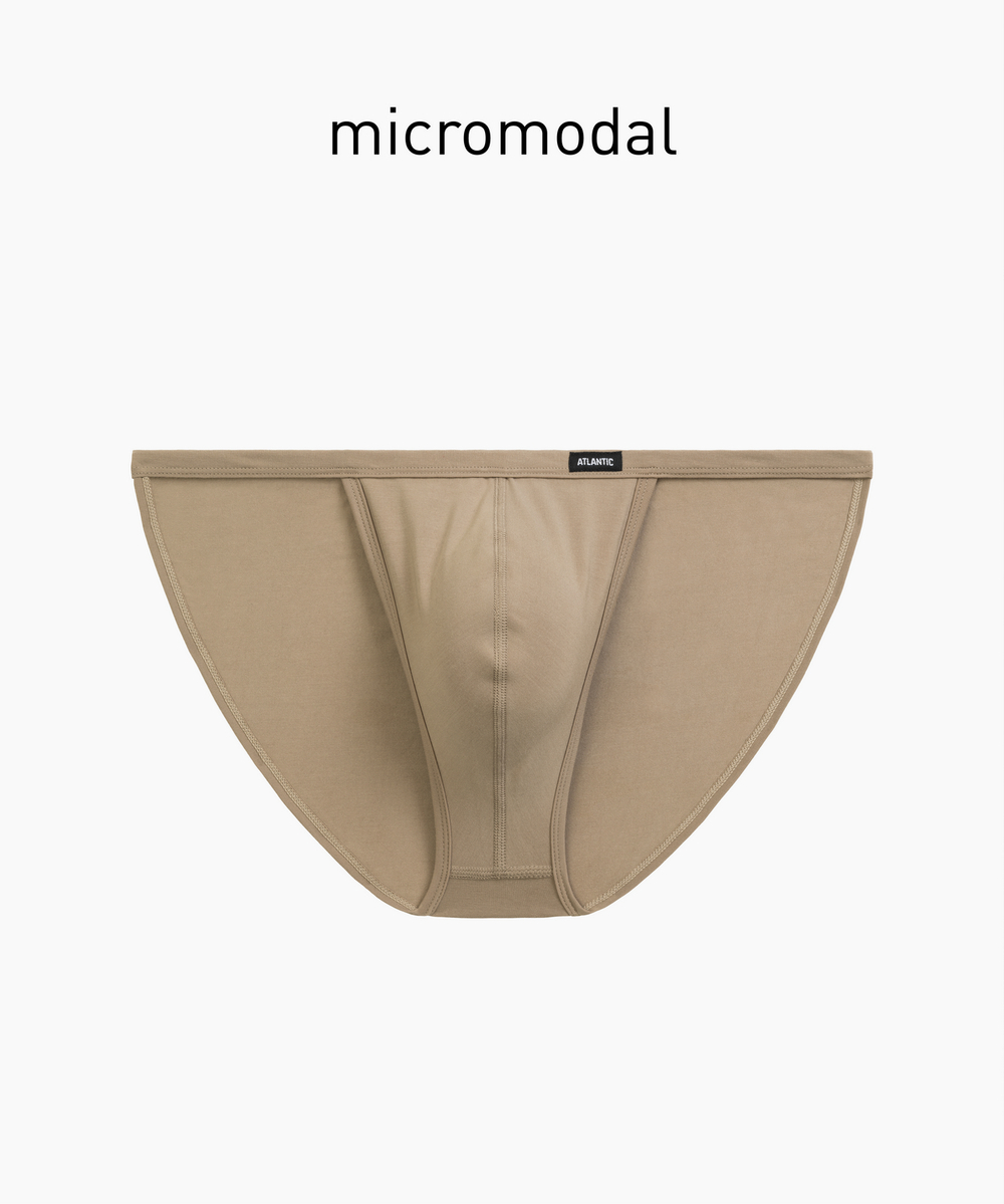 Мужские трусы слипы танга Atlantic, 1 шт. в уп., микромодал, бежевые, MP-1587