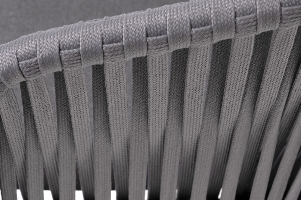 "Бордо" стул плетеный из роупа, каркас алюминий темно-серый (RAL7024) муар, роуп серый 15мм, ткань темно-серая 027