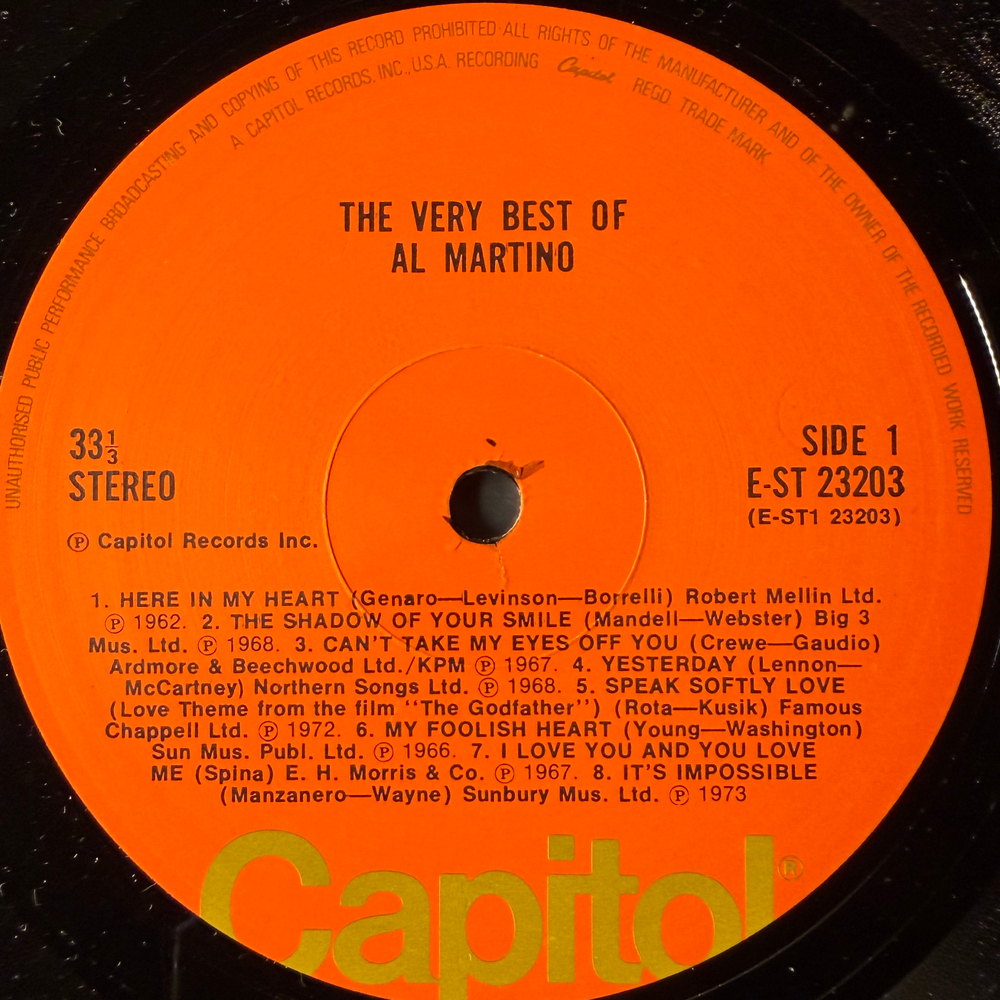 Виниловая пластинка Al Martino ‎– The Very Best Of LP Promo