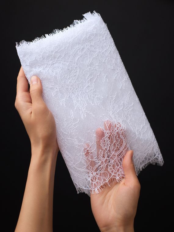 01-53 ОПТ Кружево шантильи 23 см, белый 001