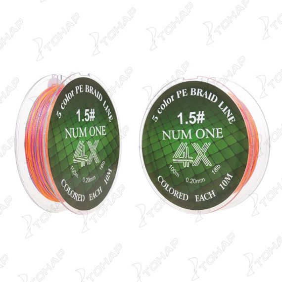 Шнур NUM ONE PE4X-100M 1.5#/0,205 mm Multi Colour Ryobi