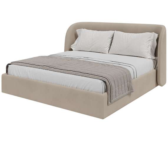 Кровать двуспальная Classic 180 см (бежевый, велюр)