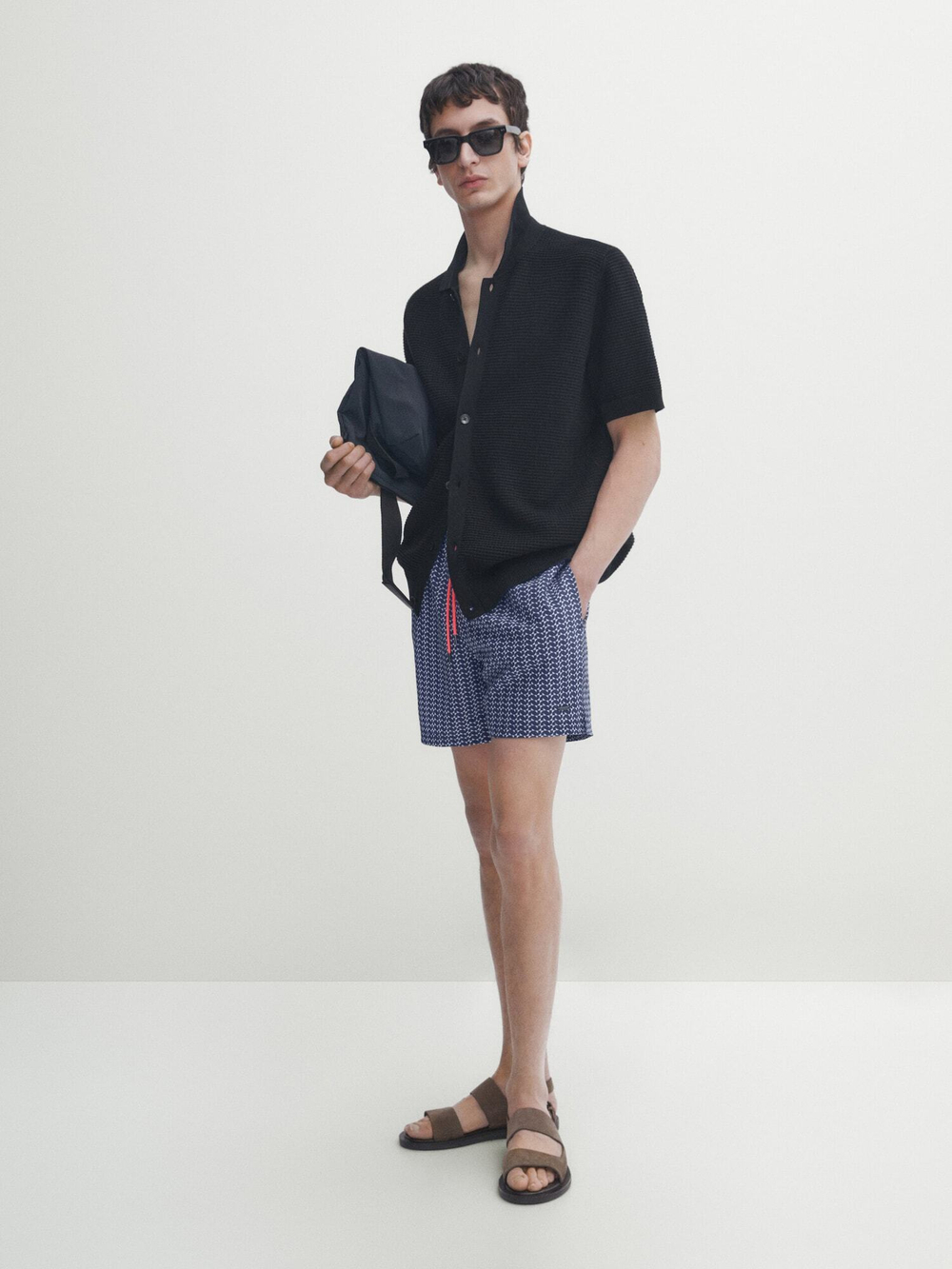 Massimo Dutti Плавки с геометрическим принтом, темно-синий