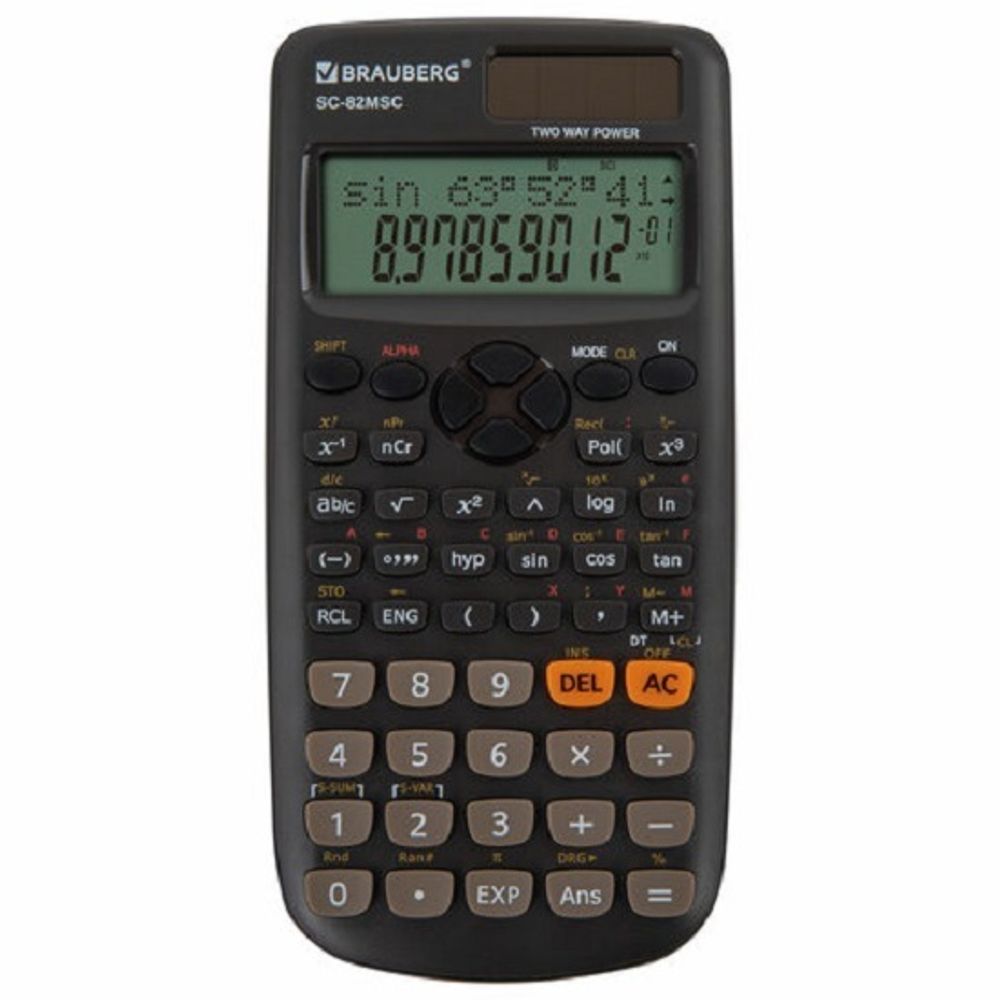 Калькулятор научный Brauberg 12 разрядов, 240 функций, SC-82MS, питание от батарейки, 165х84