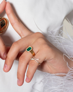 Кольцо печатка, малахит