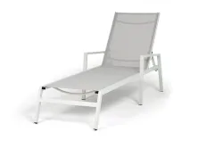 "Парма" шезлонг, каркас алюминий светло-серый (RAL7035) муар, ткань текстилен светло-серая