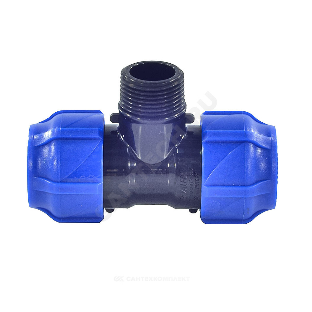 Тройник компрессионный ПЭ Дн 20х1/2"х20 НР Ру16 VALFEX 1210022001220