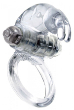 Прозрачное эрекционное виброкольцо с клиторальным зайчиком