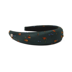 Зеленый ободок с цветочным принтом