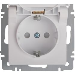 Розетка Intro Accent 6-209-01 двойная с заземлением 2P+E Schuko с крышкой шторкой 16А-250В IP44 СУ AL/CU белый