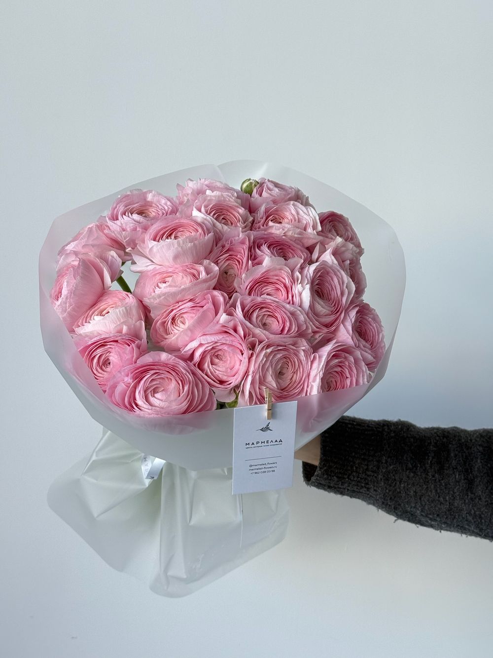 Букет из ранункулюсов в розовом оттенке 25 шт