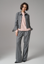 Рубашка-жакет укороченная серая