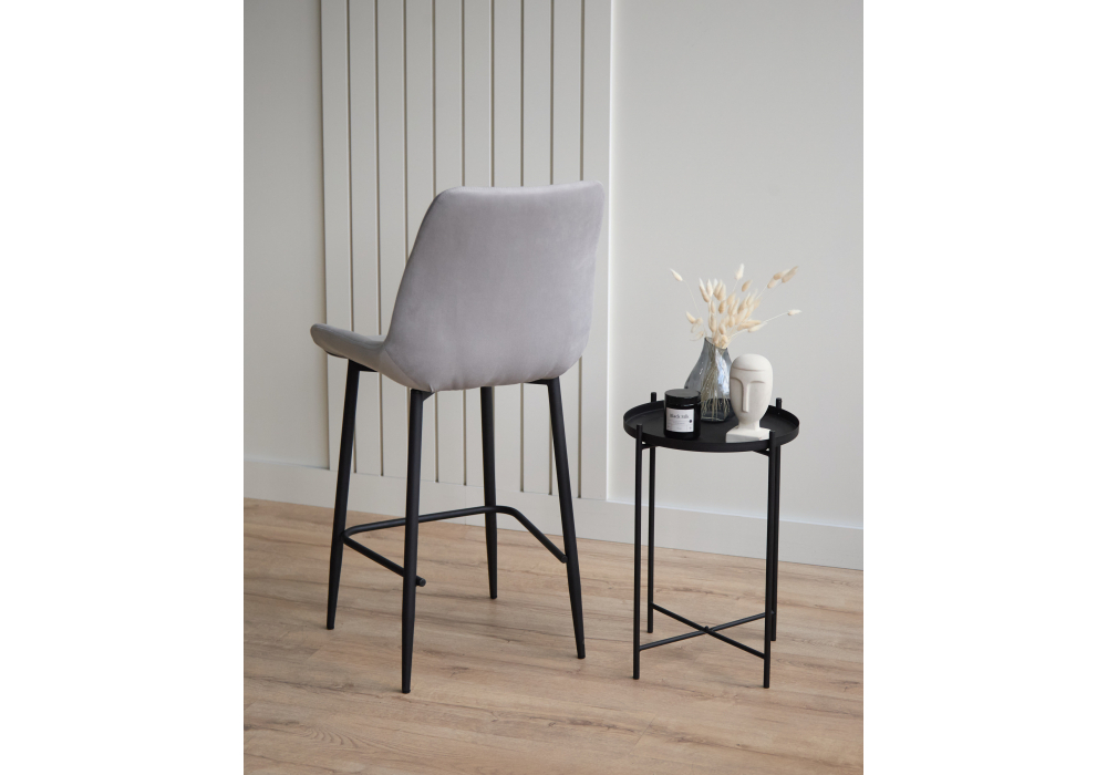 Барный стул Woodville Челси 360 светло-серый (zd 960), черный np, ножки черные