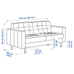 2-местный кожаный диван - IKEA LANDSKRONA, 78x89x164см, черный, кожа, ЛАНДСКРОНА ИКЕА