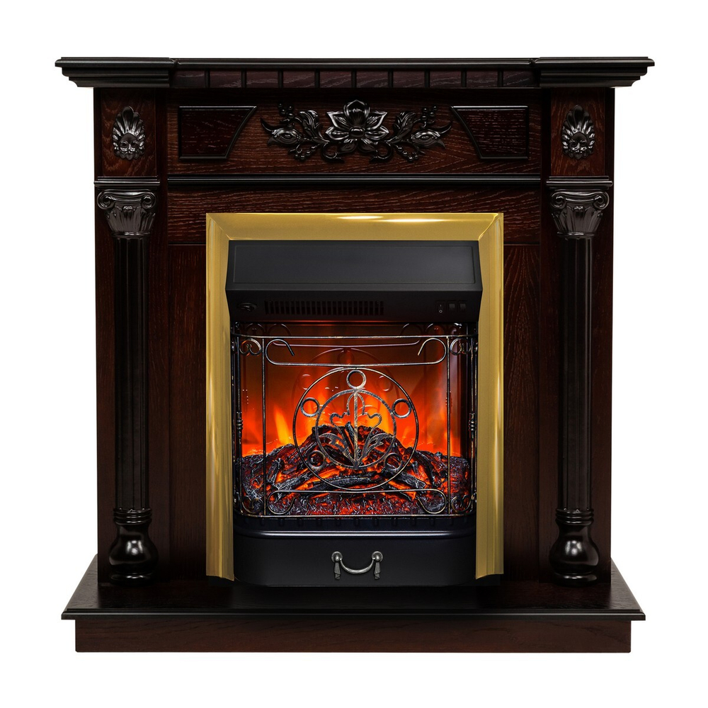 Электрокамин RealFlame Dacota AO античный дуб с очагом Majestic Lux Brass
