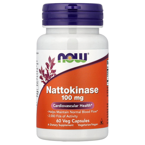 NOW Foods, наттокиназа, 100 мг, 60 вегетарианских капсул