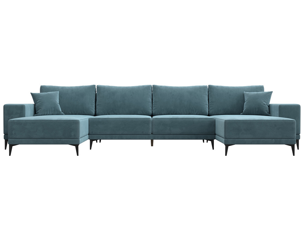 Диван П-образный Льюес, Бирюзовый, Велюр, 122410