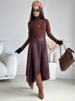 Юбка кожаная трапеция миди