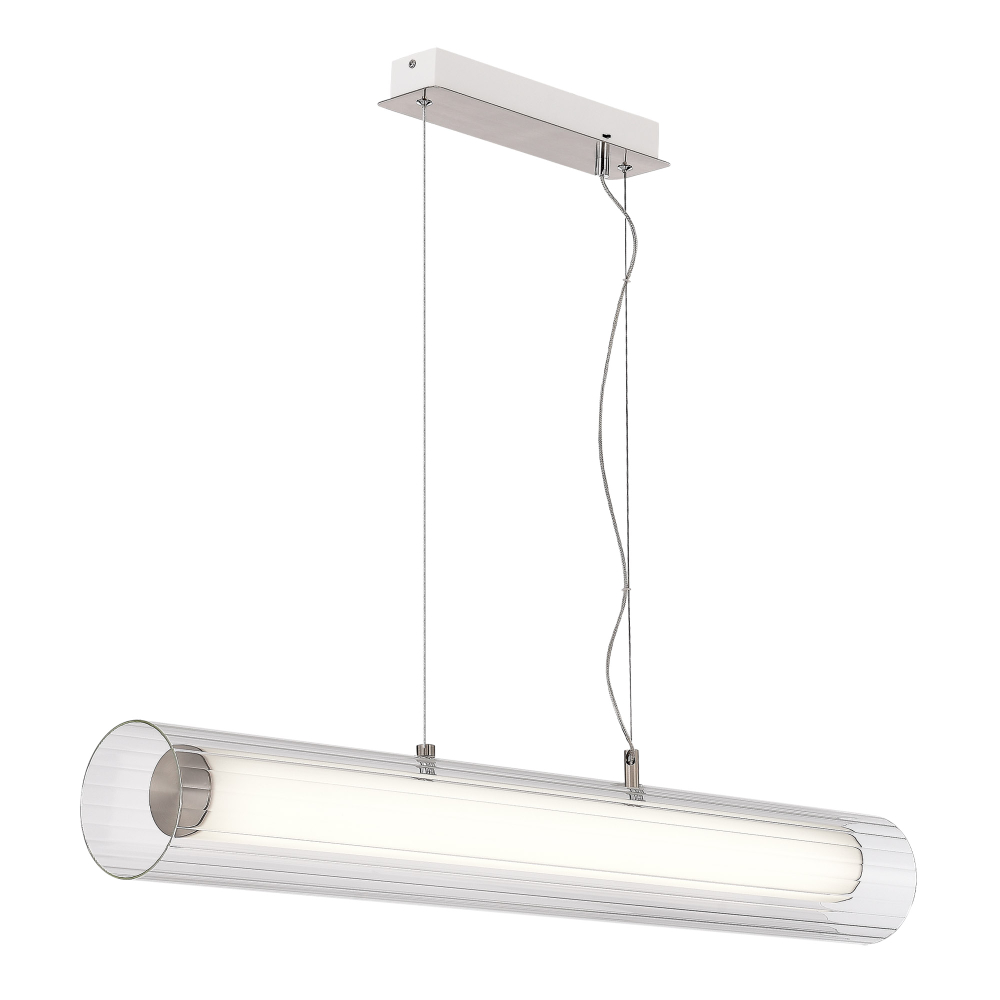 Светильник подвесной, Никель/Белый-прозрачный, ENFYS, LED 33W, 3000K/4000K/6000K